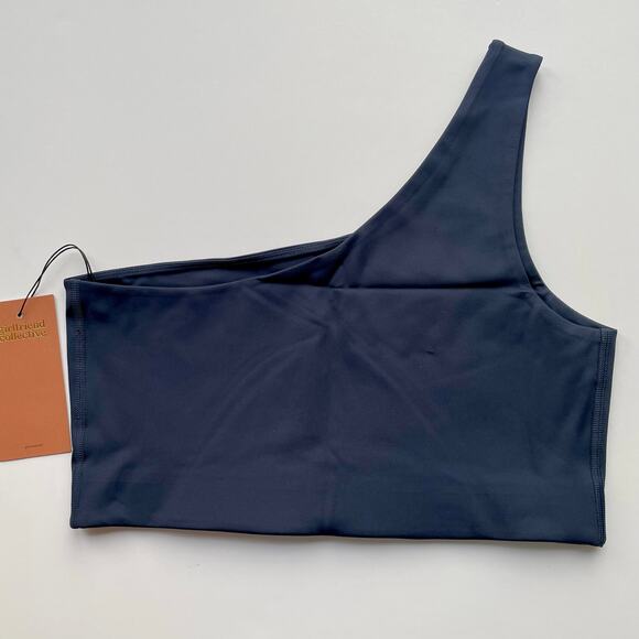 Girlfriend Collective Bianca Sports Bra One Shoulder Skyline Blue Size XL NEW - Picture 4 of 6